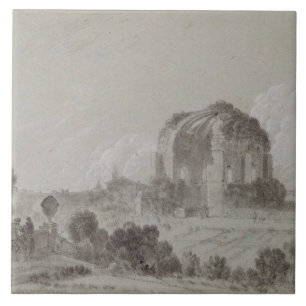 Temple of Minerva Medici, Rome, 1754 (drawing and Ceramic Tile