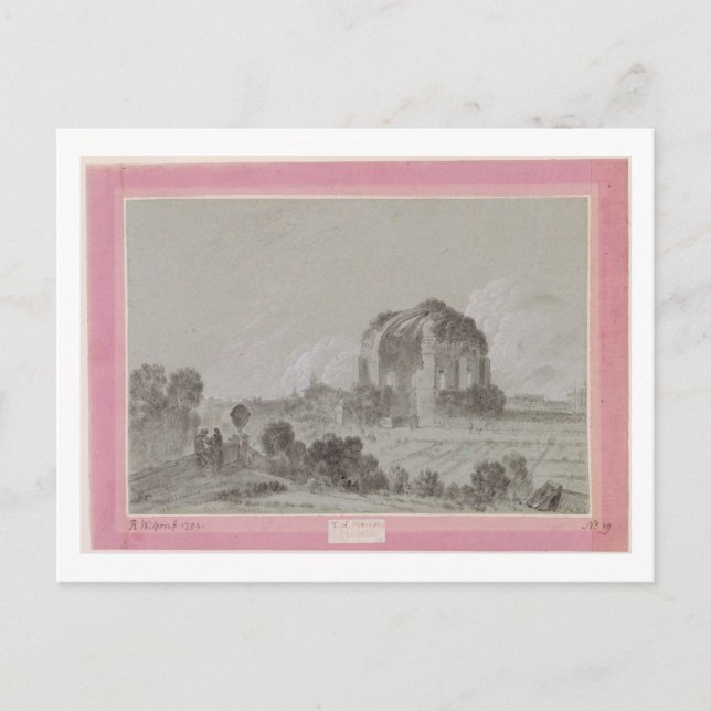 Temple of Minerva Medici, Rome, 1754 (drawing and Postcard (Front)