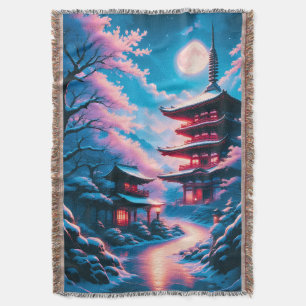 Temple of Snow and Blossoms (Yukizakura no Tera)  Throw Blanket