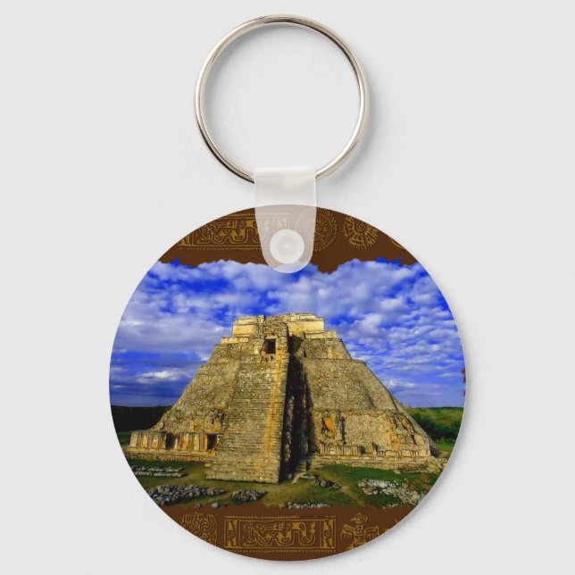 Temple of the Magician Mayan Gift item Key Ring (Front)