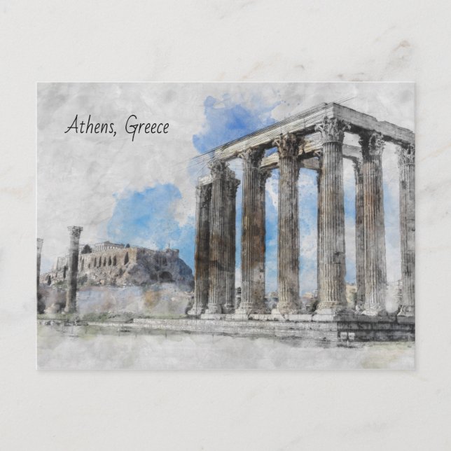 Temple of Zeus Athens – Vintage Greece Travel  Postcard (Front)