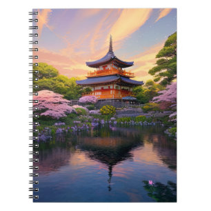 Temple on the Banks of a Picturesque Lake Notebook