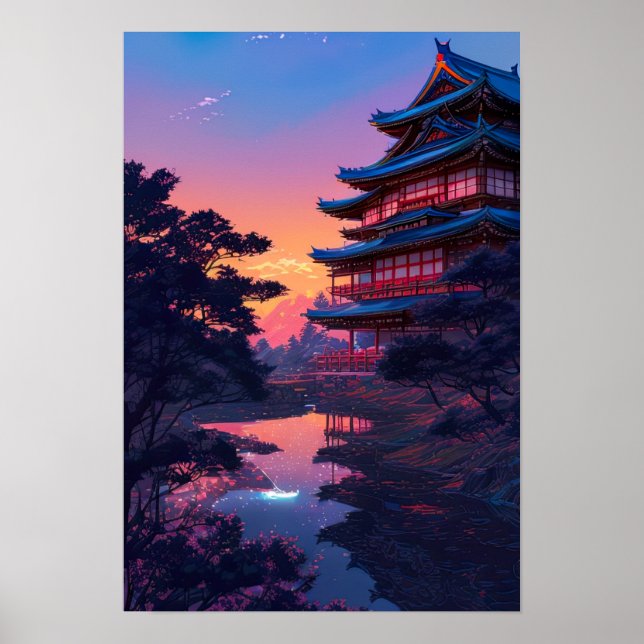 Temple Reflections, Sanctuary by the lake Poster (Front)