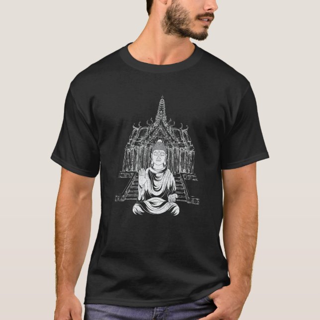 Temple Spiritual Buddhist Zen Buddhism Meditation  T-Shirt (Front)