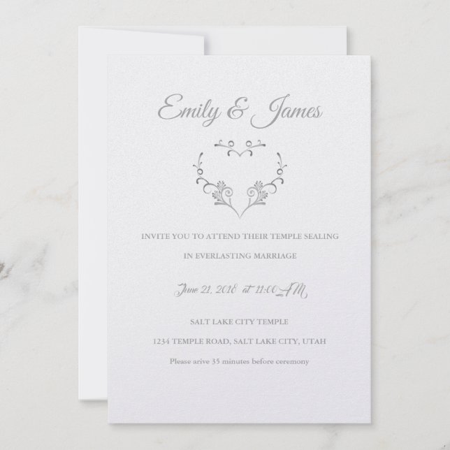 Temple Wedding Invitation-Fancy Heart Invitation (Front)