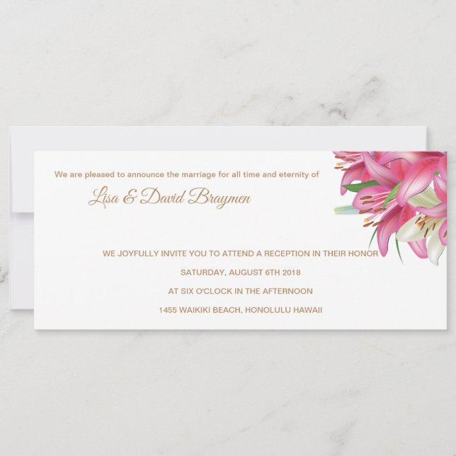 Temple Wedding Invitation Reception Card (Front)