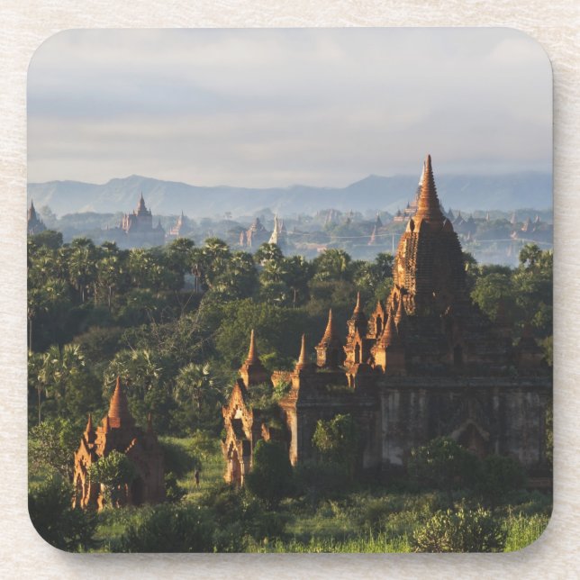 Temples at sunrise, Bagan, Myanmar Coaster (Front)