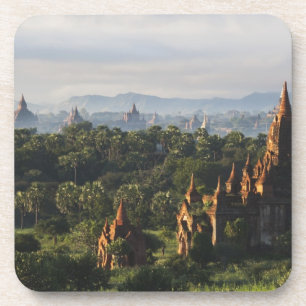 Temples at sunrise, Bagan, Myanmar Coaster