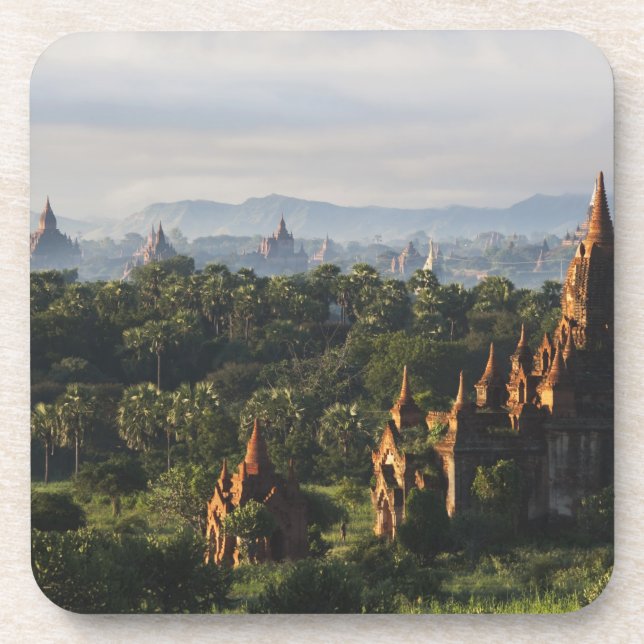 Temples at sunrise, Bagan, Myanmar Coaster (Front)