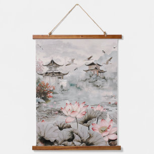 Temples in the Mist Asian Art Hanging Tapestry