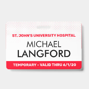 Temporary Employee Name Badge Custom Text Colour ID Badge