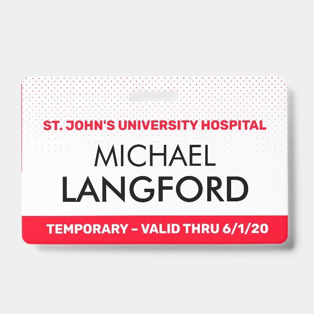 Temporary Employee Name Badge | Custom Text Colour ID Badge (Front)