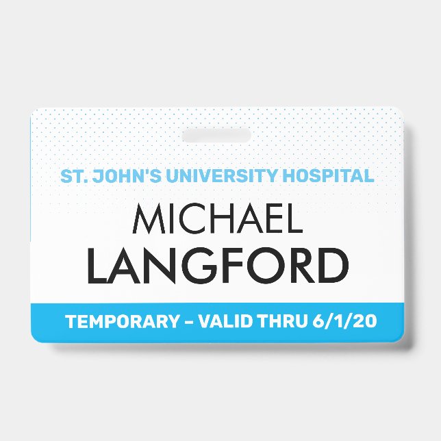 Temporary Employee Name Badge | Custom Text Colour ID Badge (Front)