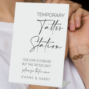 Temporary Tattoo Station Wedding Favor Pedestal Sign