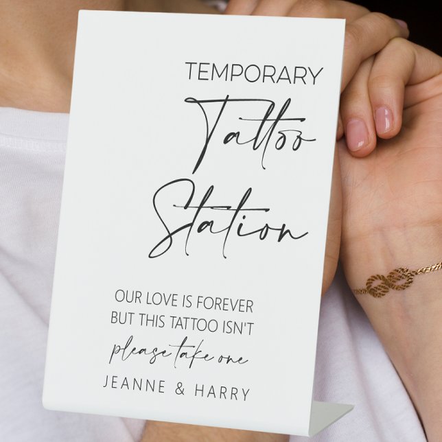 Temporary Tattoo Station Wedding Favor Pedestal Sign (Temporary tattoo station sign)