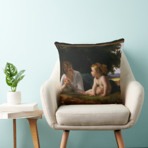 Temptation by William Bouguereau Cushion