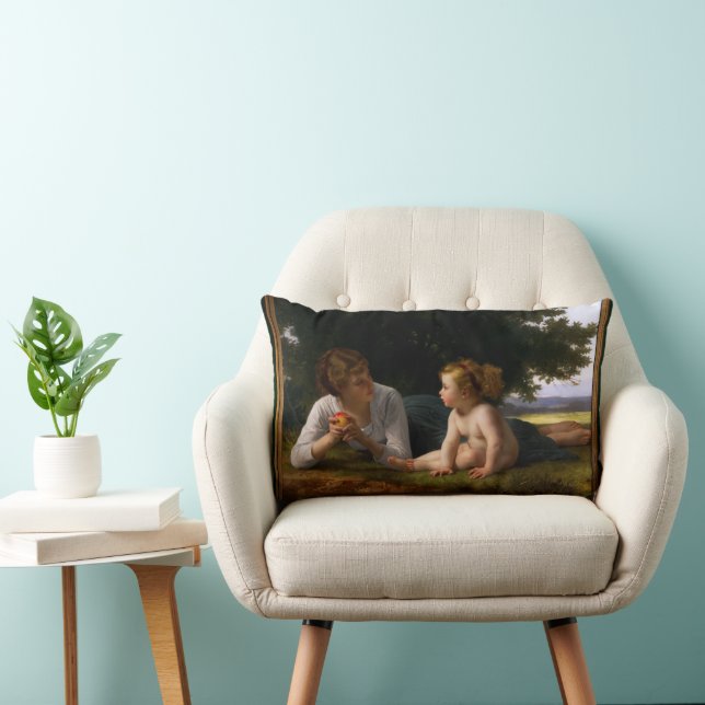 Temptation by William Bouguereau Lumbar Cushion (Chair)