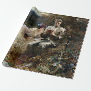 Temptation of Sir Percival (Mediaeval Knight) Wrapping Paper