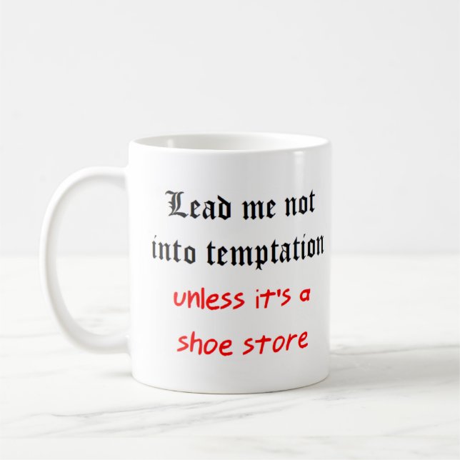 temptation shoe store coffee mug (Left)