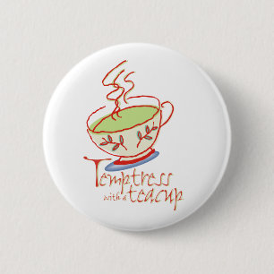 Temptress with a teacup Button