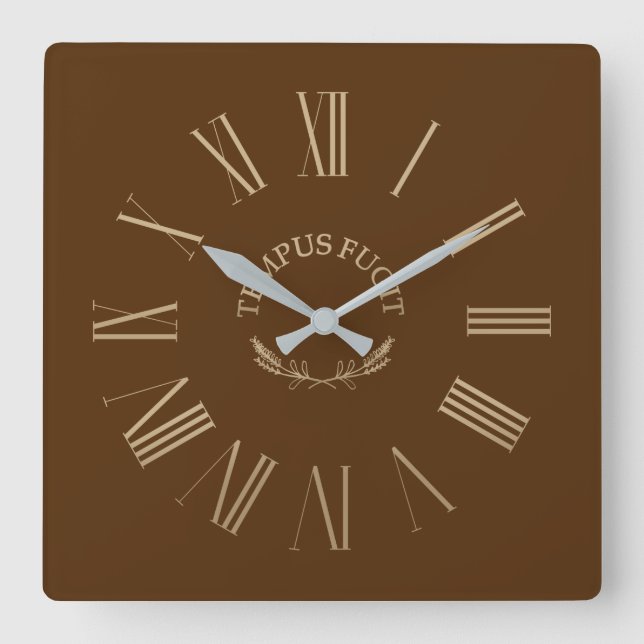 Tempus Fugit Brown Acrylic Wall Clock (Front)