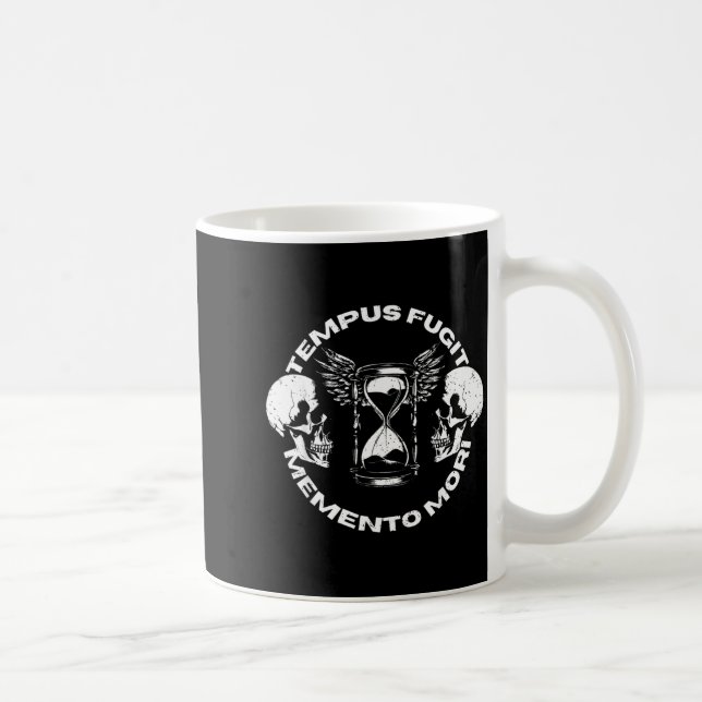 Tempus Fugit Memento Mori Skull Gothic Design Coffee Mug (Right)