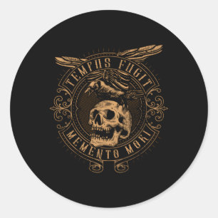 Tempus Fugit Meto Mori Latin Phrase Classic Round Sticker