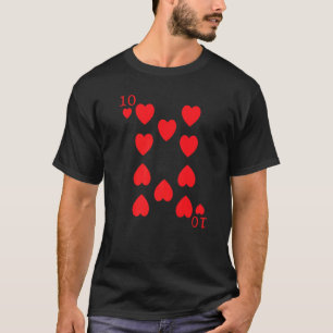 Ten 10 Of Hearts Poker Card Playing Card Blackjack T-Shirt