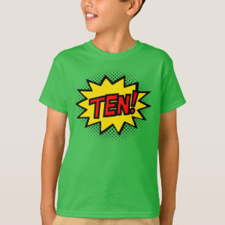 TEN! 10th Birthday Gift Superhero Logo T-Shirt