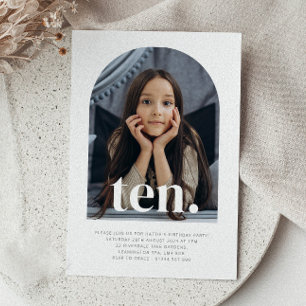 Ten Arched Photo Birthday Invitation