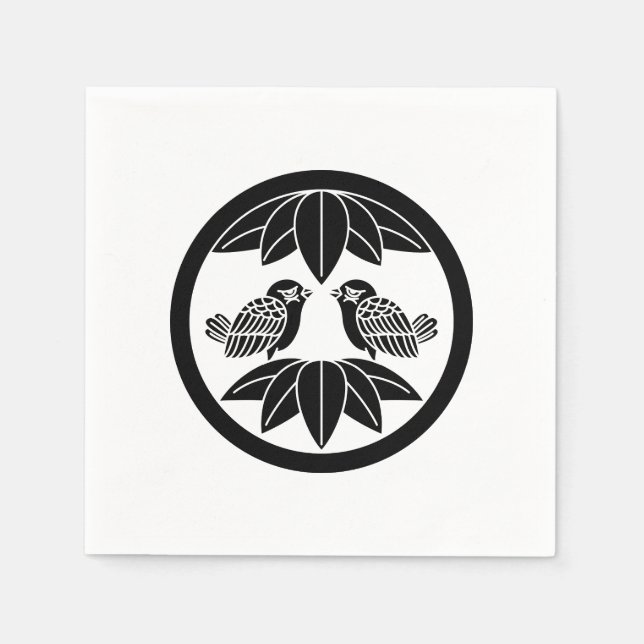 Ten bamboo leaves & facing sparrows Napkins (Front)