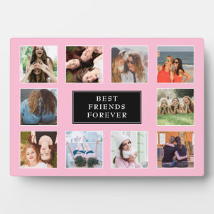 Ten best friends forever photo collage pink plaque