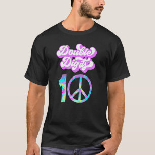 Ten Birthday Double Digits 10th Tie Dye Groovy Ret T-Shirt