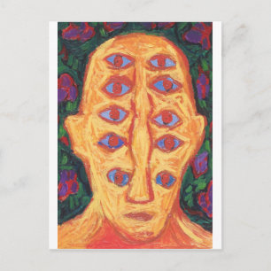 Ten Blue Eyes (odd expressionism surreal portrait) Postcard