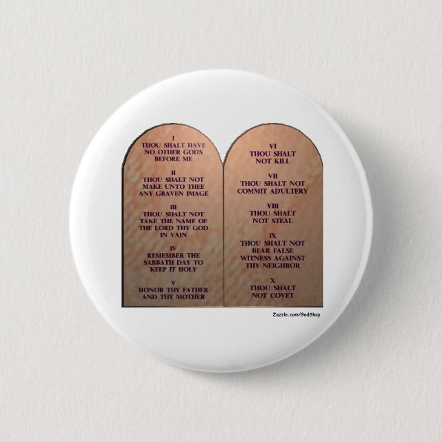 Ten Commandments 6 Cm Round Badge (Front)