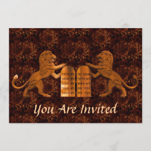 Ten Commandments and Lions Bar/Bat Mitzvah Invitation