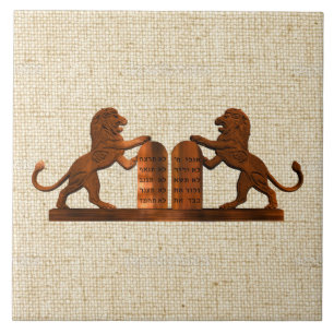 Ten Commandments and Lions Ceramic Tile