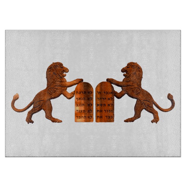 Ten Commandments and Lions Cutting Board (Front)