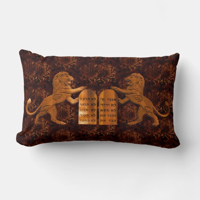 Ten Commandments and Lions Lumbar Cushion (Front)