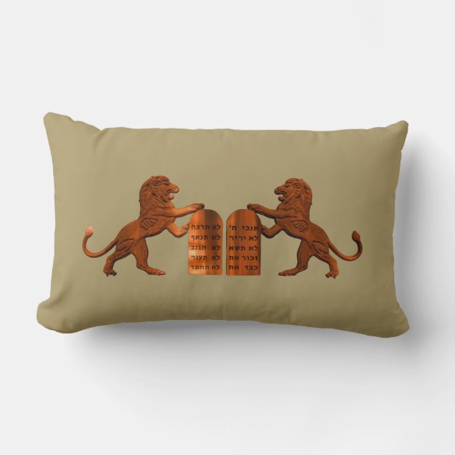 Ten Commandments and Lions Lumbar Pillow (Front)