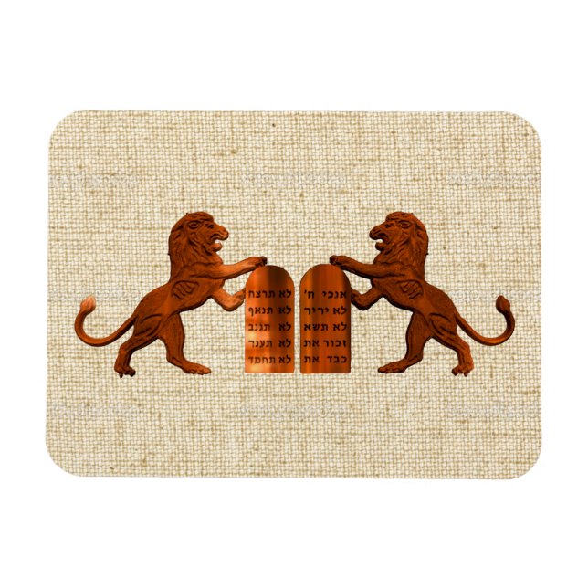 Ten Commandments and Lions Magnet (Horizontal)