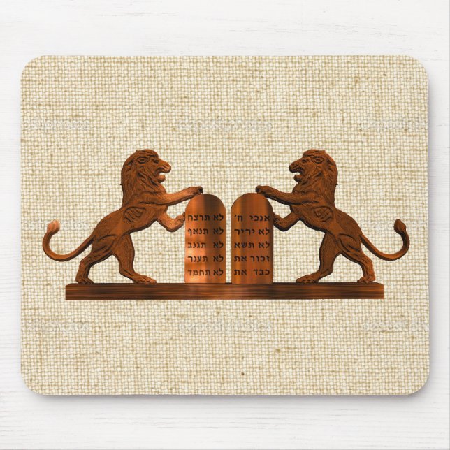 Ten Commandments and Lions Mouse Pad (Front)