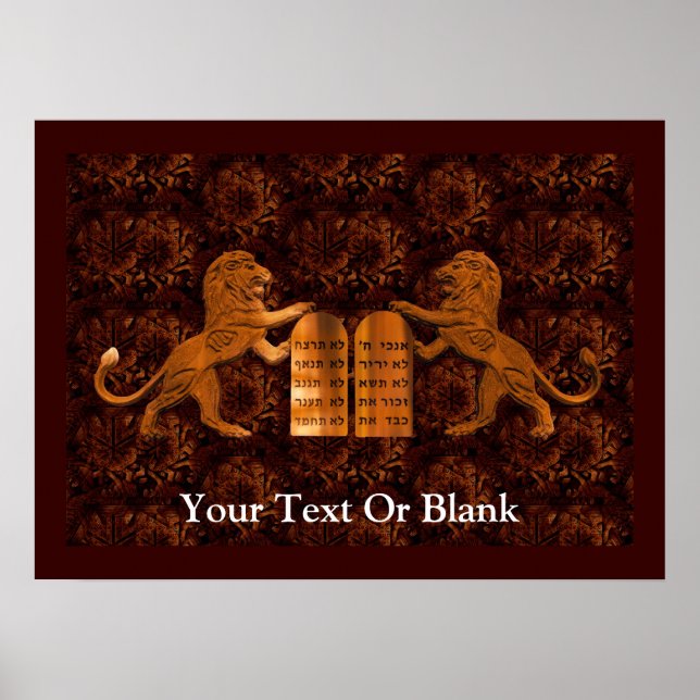 Ten Commandments and Lions Poster (Front)