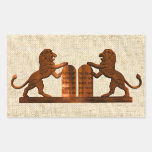 Ten Commandments and Lions Rectangular Sticker