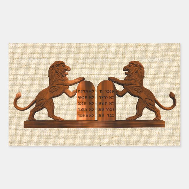 Ten Commandments and Lions Rectangular Sticker (Front)