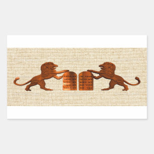 Ten Commandments and Lions Rectangular Sticker