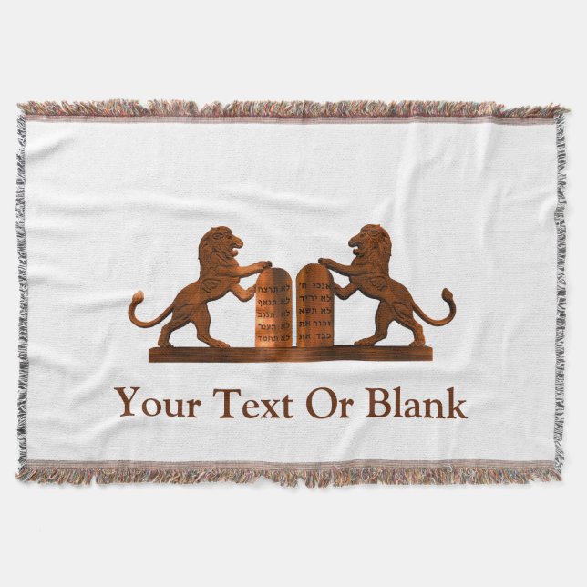 Ten Commandments and Lions Throw Blanket (Front)