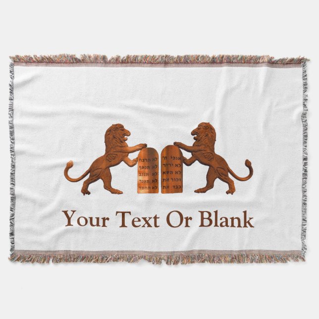 Ten Commandments and Lions Throw Blanket (Front)