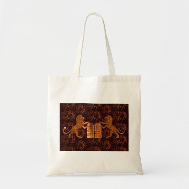 Ten Commandments and Lions Tote Bag (Front)