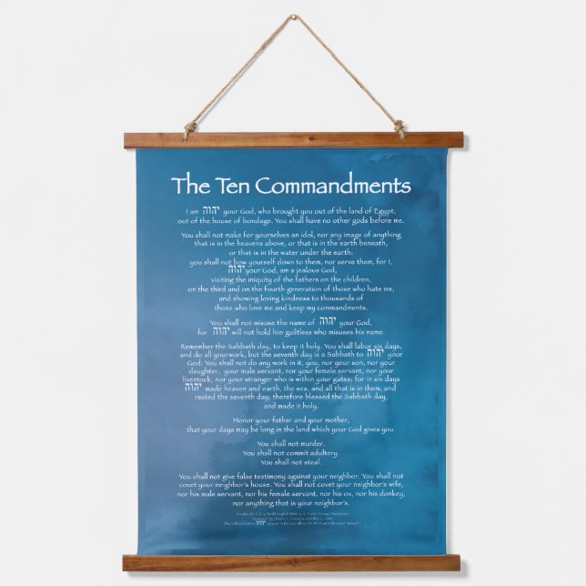Ten Commandments Blue Hanging Tapestry (Front)